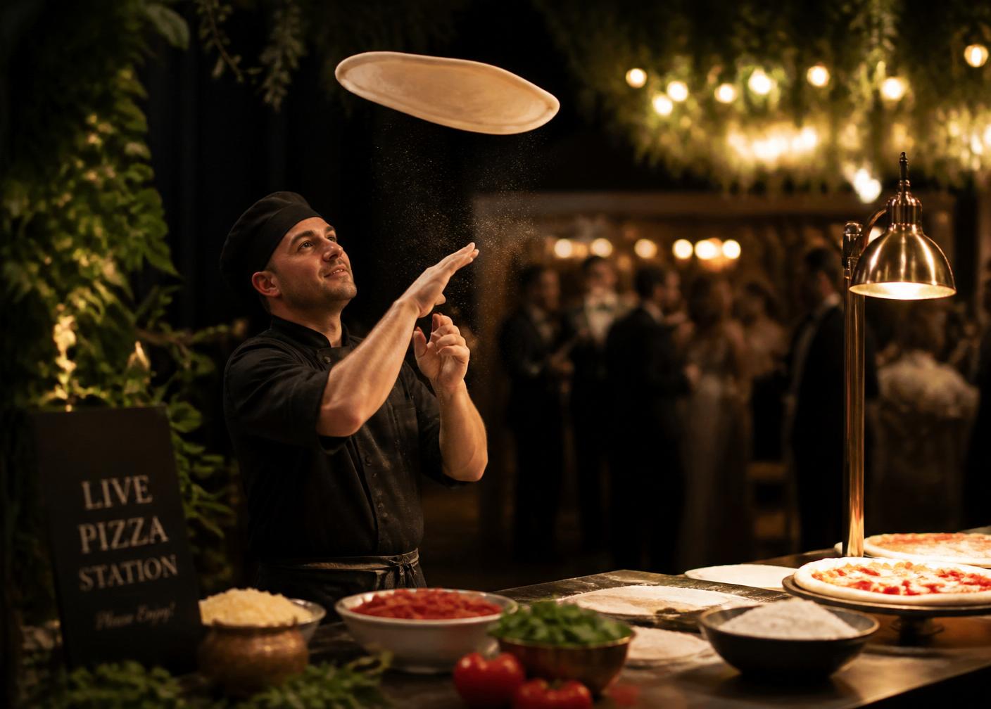 Estação de pizza em evento