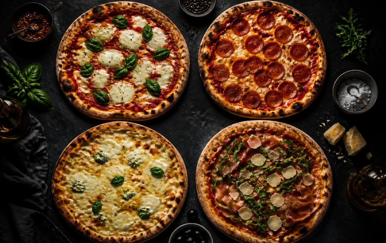Variedade de pizzas